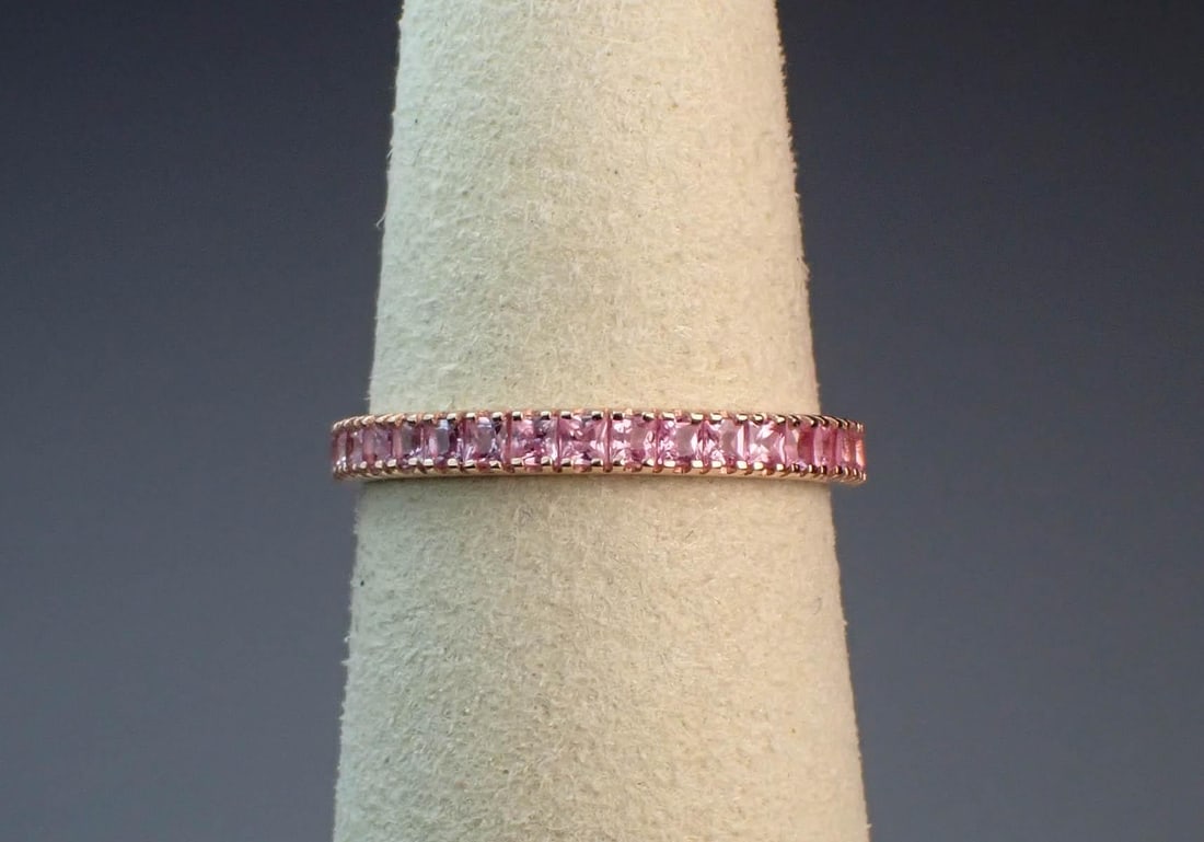 PINK SAPPHIRE AND 14K ROSE GOLD ETERNITY RING (1 of 4)