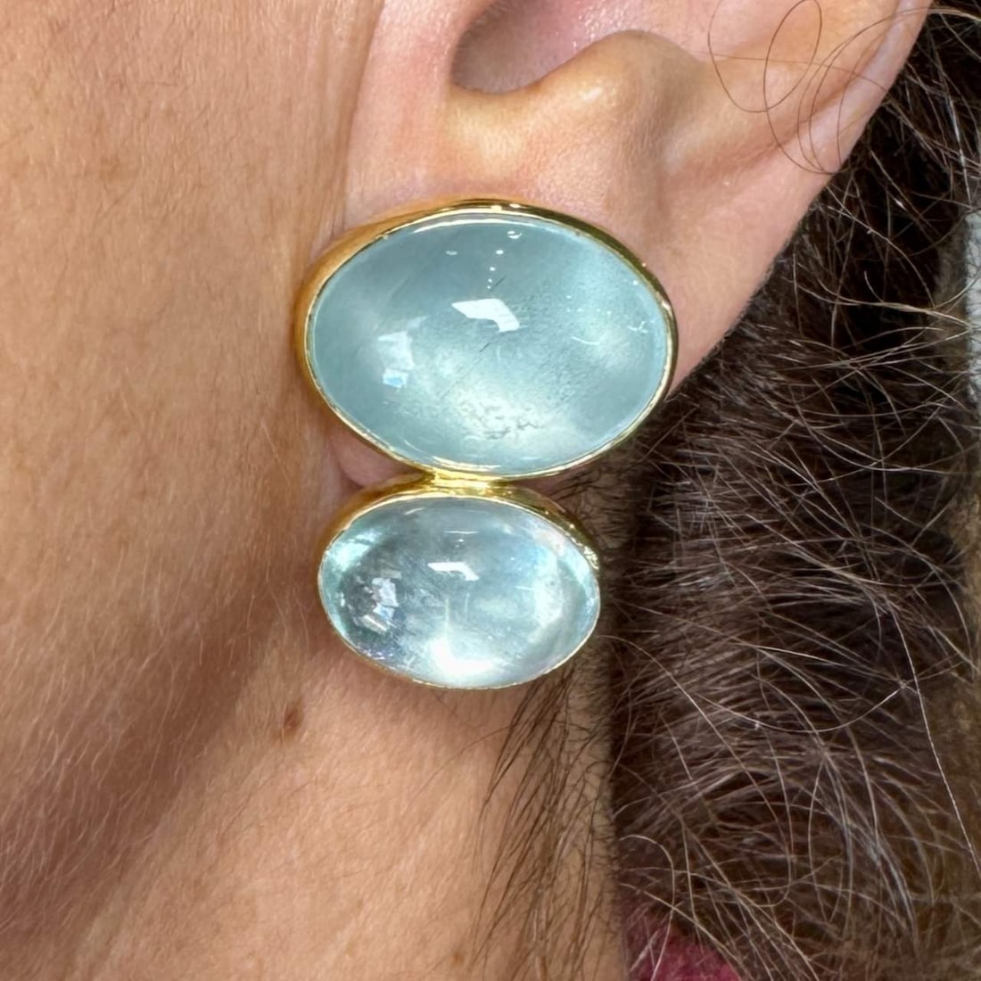 P.A.F 18K Yellow Gold Aquamarine Earrings (1 of 2)