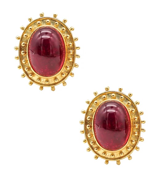 TEMPLE ST CLAIR Clips On Earrings In 18Kt Gold With 28.68 Ctw Tourmalines (1 of 7)