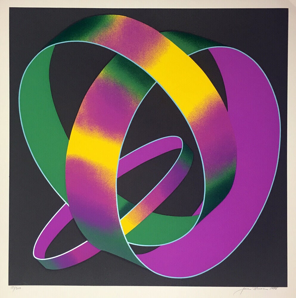 Jack Brusca Silkscreen Whisper Theme: Silkscreen titled Whisper Theme. Signed lower right numbered from the edition of 200. Year 1978 Sight size 25.5” x 26”