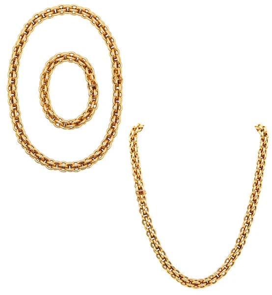 HERMÈS Paris 1970 By Gay Freres Long Necklace & Bracelet Chain In Solid 18Kt Gold (1 of 6)
