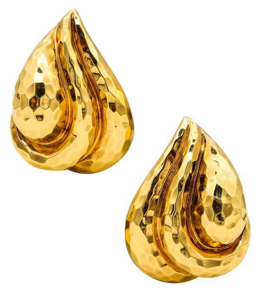 Henry Dunay New York Large Clip Earrings In Solid Faceted 18kt Yellow Gold (1 of 5)