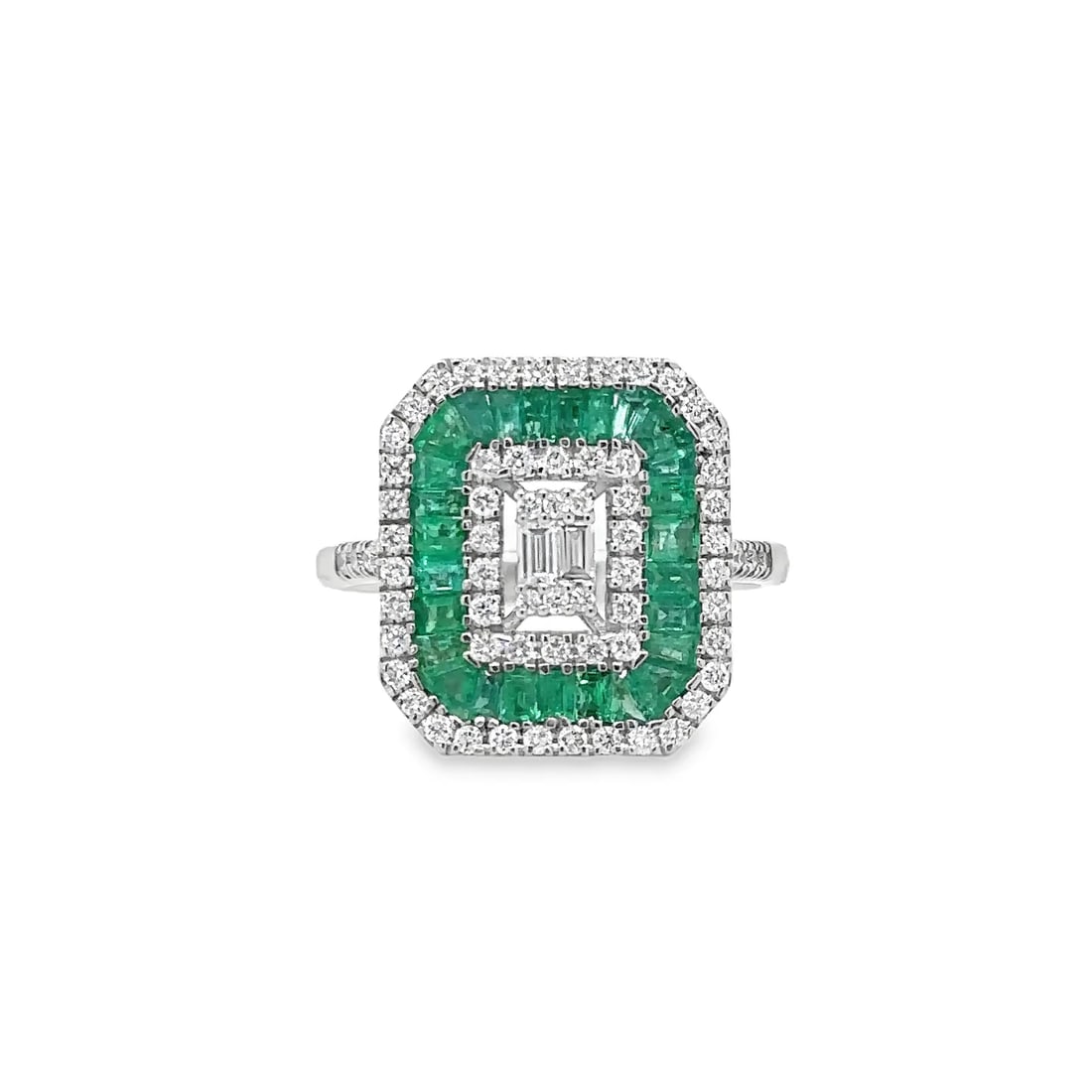 14KT WHITE GOLD EMERALD AND DIAMONDS RING (1 of 4)