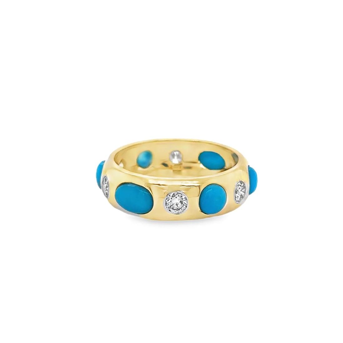 14KT YELLOW GOLD TURQUOISE RING WITH DIAMONDS (1 of 2)