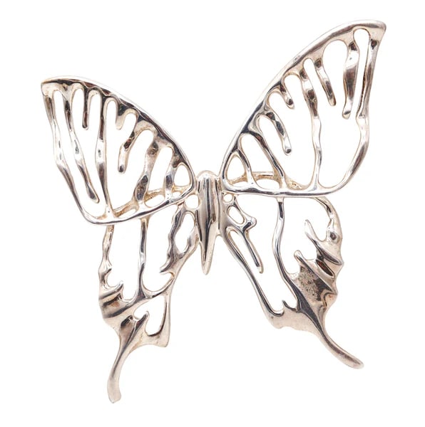 ANGELA CUMMINGS 1987 Studio Sculptural Butterfly Brooch In .925 Sterling  Silver (1 of 4)