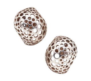 ANGELA CUMMINGS 1991 Perforations Free-Form Earrings In Solid .925 Sterling Silver (1 of 4)