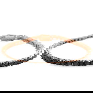 14KT ROSE GOLD BLACK DIAMOND TENNIS BRACELET: 14KT ROSE GOLD BLACK DIAMOND TENNIS BRACELET 7"14KT YELLOW GOLD WT. APPROX. 7.54 GRAMBLACK DIAMOND WT. APPROX. 8.65 CARAT / 52 PCS