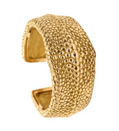 FRED Paris 1970 Textured Galluchat Cuff Bracelet In Solid 18Kt Yellow Gold