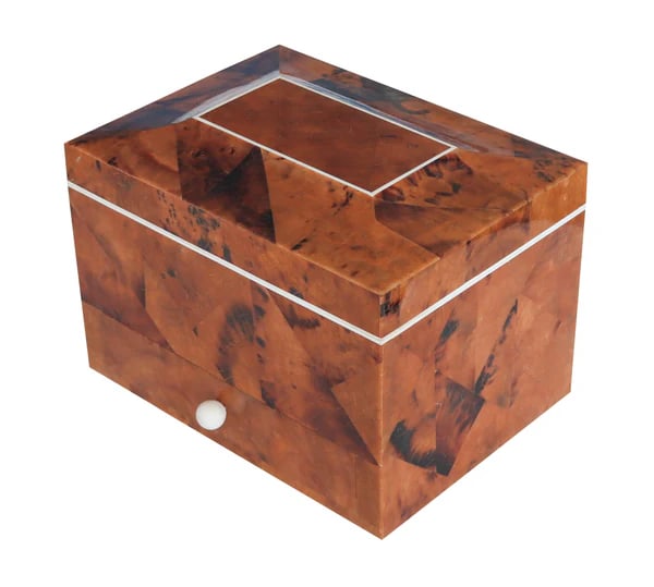 EUGENIO TAVOLA For Oggetti Jewelry Chest Box Tessellated Horn & Precious  Wood (1 of 4)