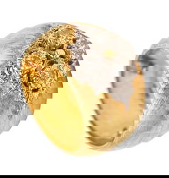 MARIO BUCCELLATI Milano Baroque Ring In Two Tones of 18Kt Gold With Diamonds