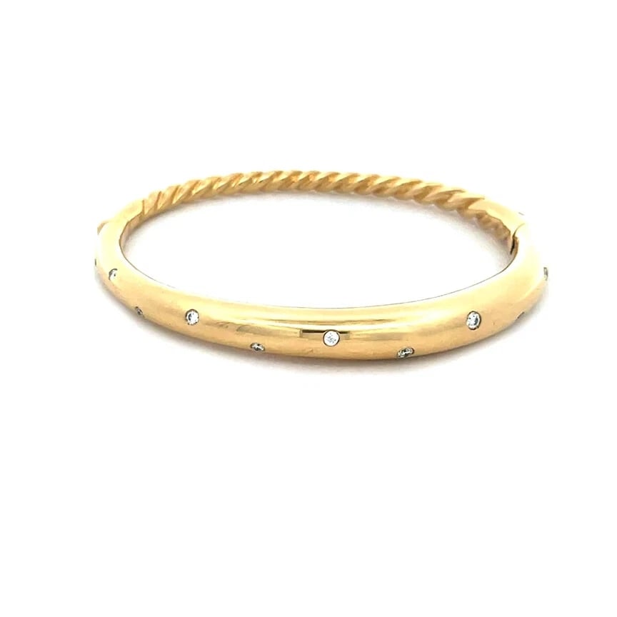 David Yurman Pure Form Gold Bangle Diamond 18k Yellow Hinged Style (1 of 4)