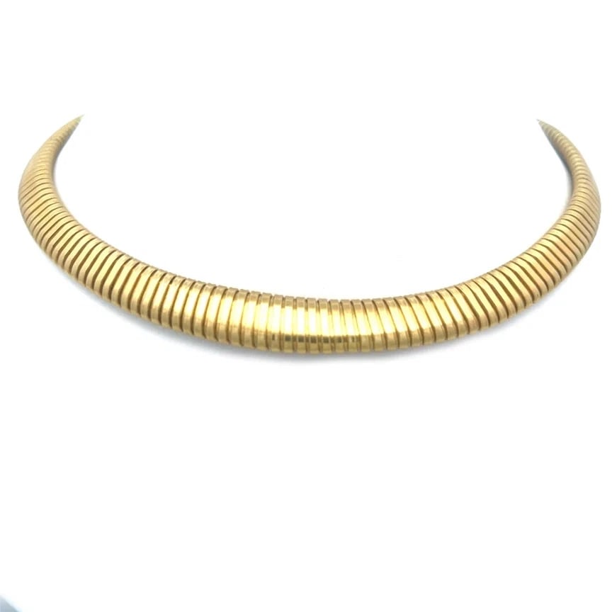 Essepi Tubogas Gold Necklace 18k Yellow Graduated Flex Collar Style (1 of 4)