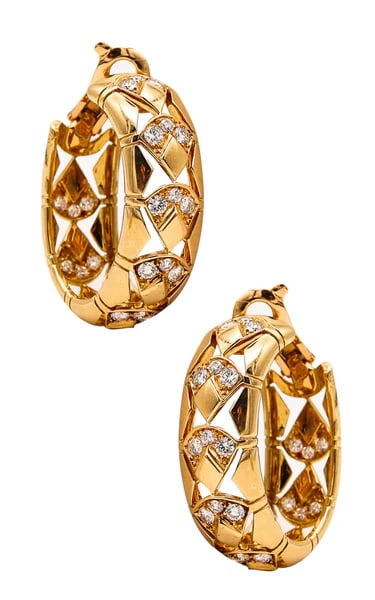 Cartier Paris Oval Hoops Earrings In 18Kt Yellow Gold With 2.84 Cts VVS  Diamonds (1 of 7)