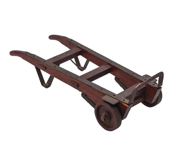SALESMAN SAMPLE 1890 Barrels Moving Hand Cart Dolly In Oakwood, Iron &  Copper (1 of 5)