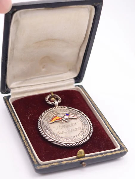 CUBA 1951 Nautical Club San Sebastian Enameled Yacht Regatta Medal In Sterling (1 of 4)