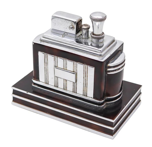 RONSON 1938 Art Deco Machine Age Lacquered Deluxe Classic Touch Tip Lighter (1 of 4)