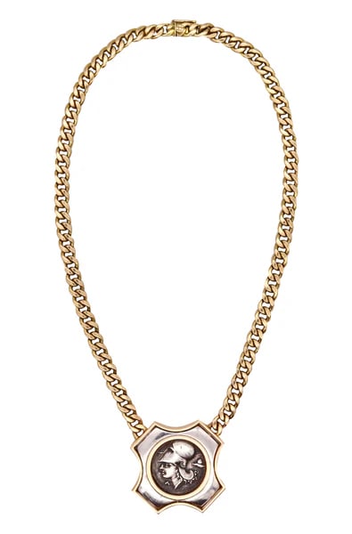 Ancient Greek Pegasus Coin Necklace In 18Kt Yellow Gold With 350 BC Corinth Stater (1 of 4)