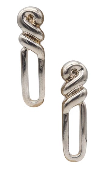 PATRICIA VON MUSULIN Geometric Dangle Clips-On Earrings In .925 Sterling Silver (1 of 4)