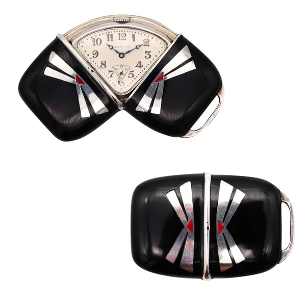 ZENITH 1930 Art Deco French Enameled Travel-Purse Watch In .900 Sterling Silver (1 of 4)