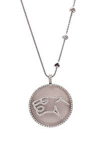 GIANNI BVLGARI Enigma Panther Necklace In 18Kt With Rock Quartz & VS Diamonds: Pendant necklace designed by Gianni Bvlgari.This is a beautiful and and very stylish pendant-necklace created in Rome Italy by the designer Gianni Bvlgari. The modernist necklace has been crafted in s