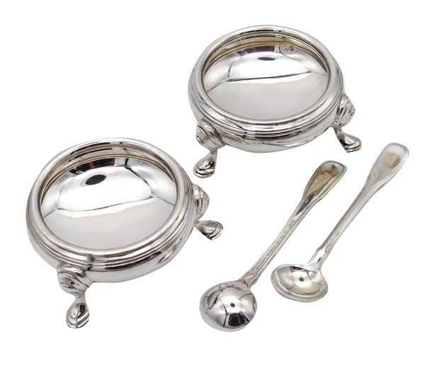 TIFFANY & CO. 1921 John C. Moore Pair of Open Salts Cellars In .925 Sterling Silver (1 of 4)