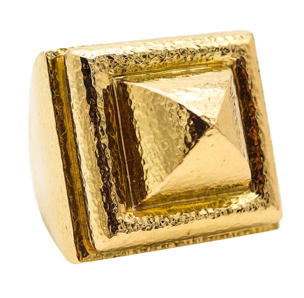 DAVID WEBB Massive Architectural Geometric Cocktail Ring In Solid 18Kt Yellow Gold (1 of 6)