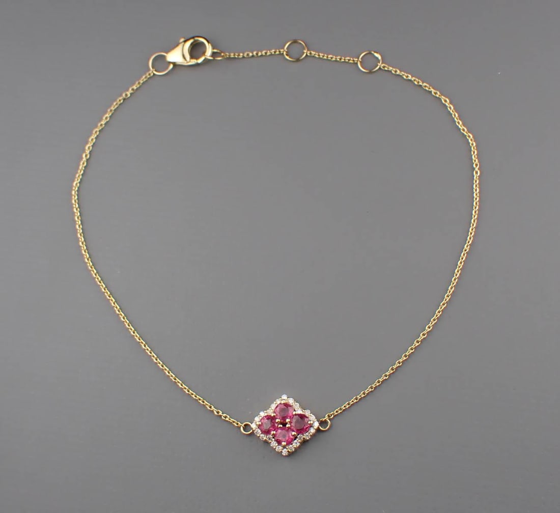 RUBY, DIAMOND & 14K GOLD BRACELET: (1 of 5)