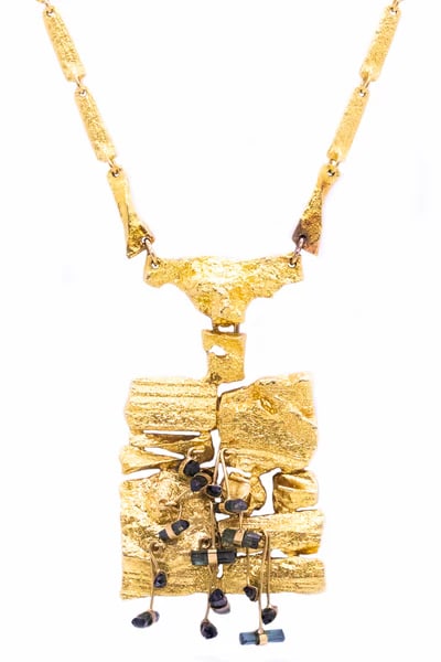 Bjorn Weckstrom 1967 Finland Rare Kukkiva Muuri Necklace In 18Kt Yellow Gold With Tourmaline (1 of 5)
