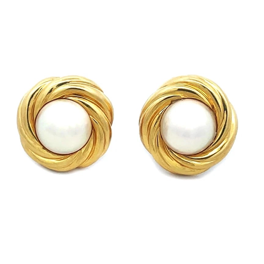 Mikimoto Pearls Gold Earrings 18k Yellow Akoya Pearls Post Clip Style (1 of 4)
