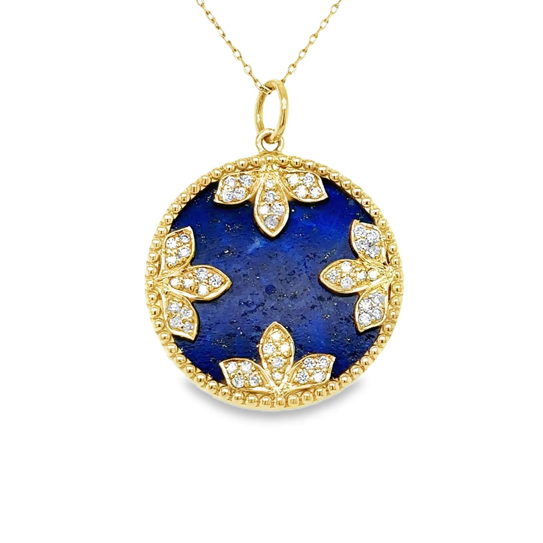 14KT YELLOW GOLD LAPIS PENDANT WITH DIAMONDS (1 of 1)
