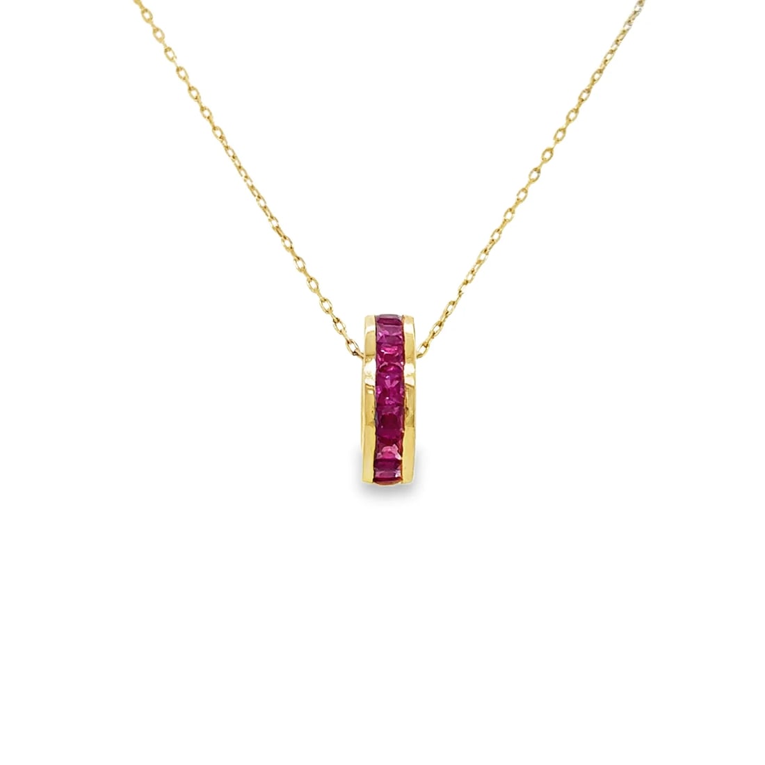 14KT YELLOW GOLD RUBY ROUND PENDANT (1 of 2)