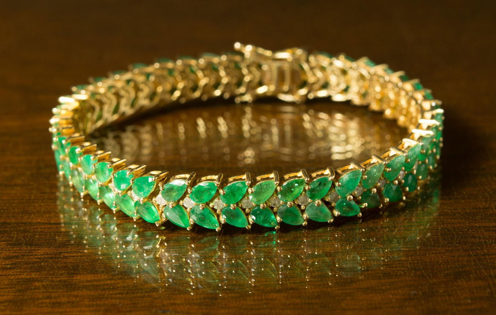 EMERALD, DIAMOND & 14K GOLD BRACELET (1 of 6)