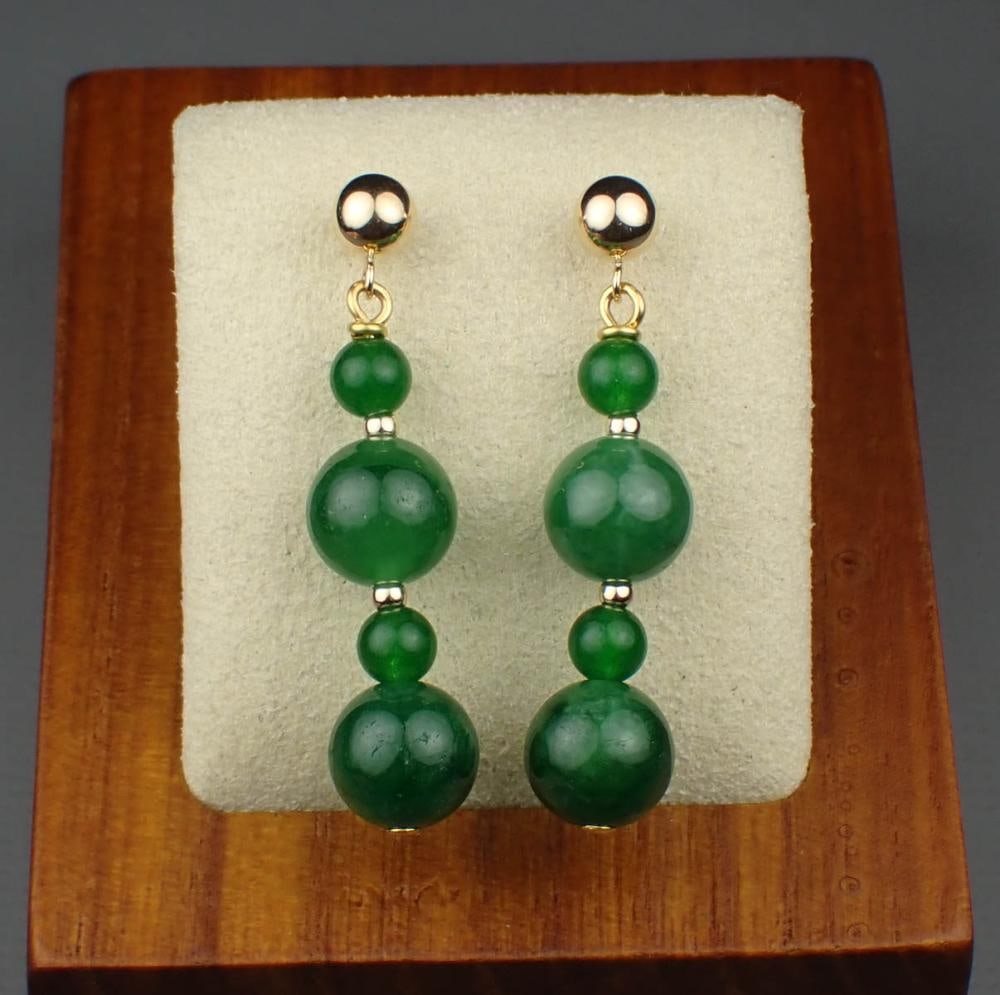 PAIR OF JADE & 14K GOLD DANGLE EARRINGS (1 of 3)