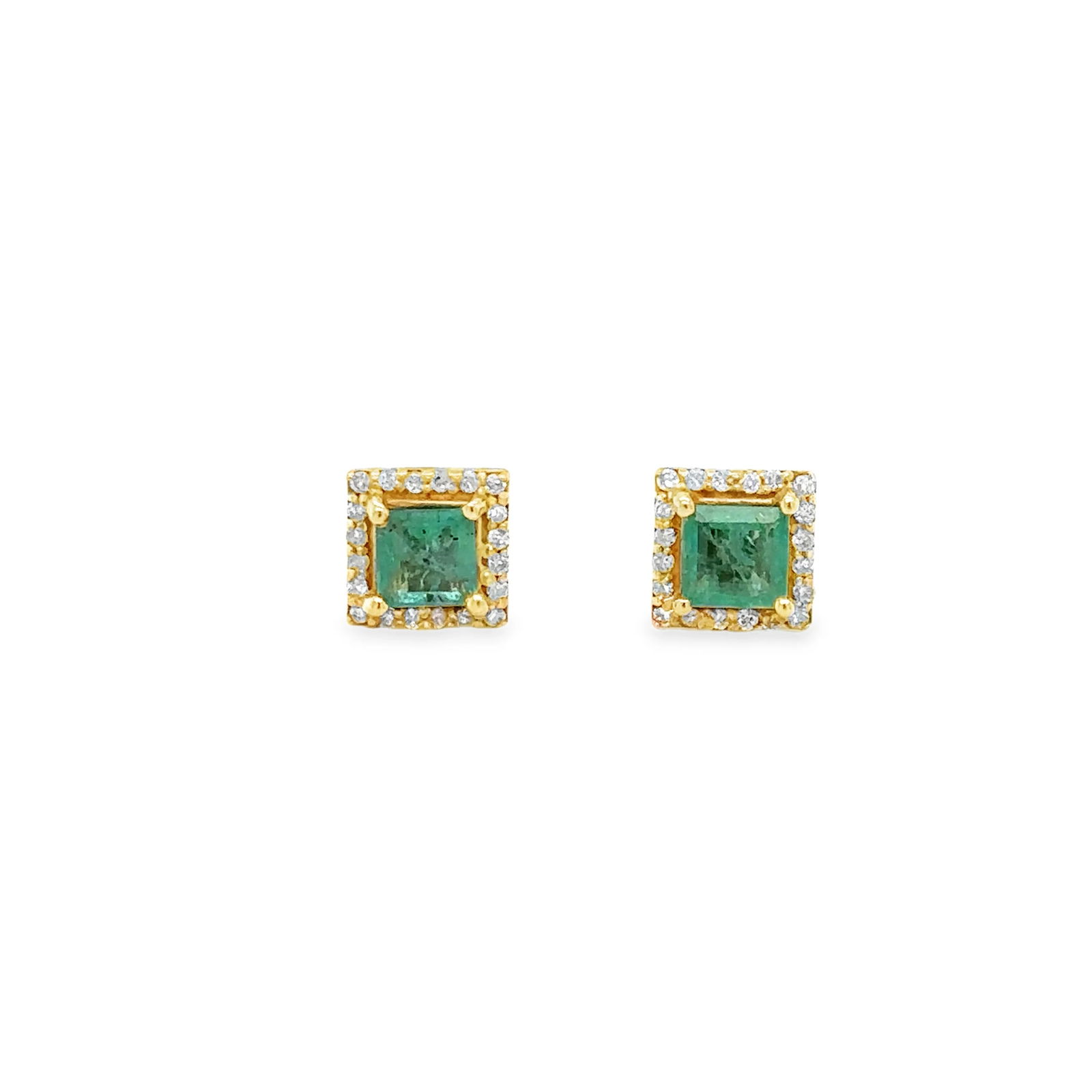 14KT YELLOW GOLD EMERALD AND DIAMONDS EARRING (1 of 2)