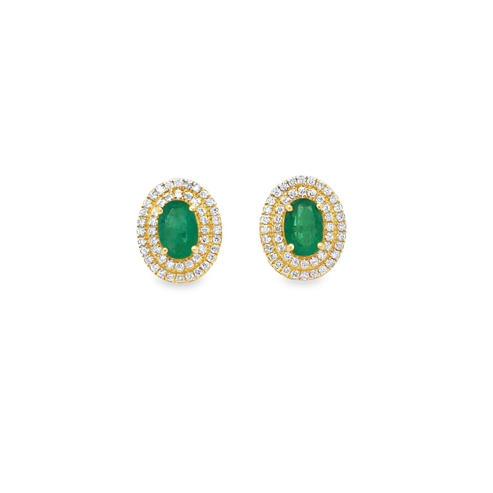 14KT YELLOW GOLD EMERALD AND DIAMONDS EARING (1 of 2)