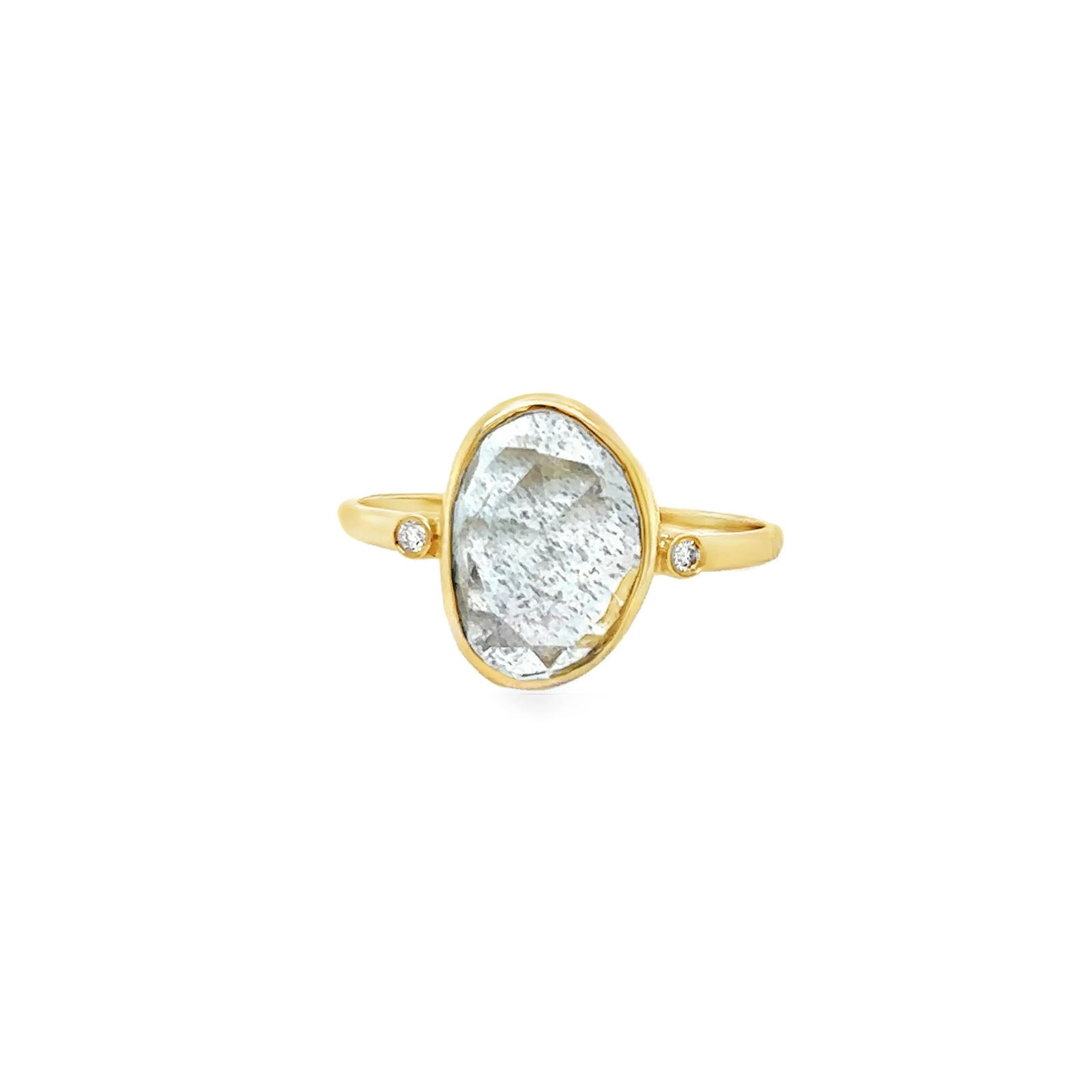 14KT YELLOW GOLD AQUAMARINE AND DIAMONDS RING (1 of 4)