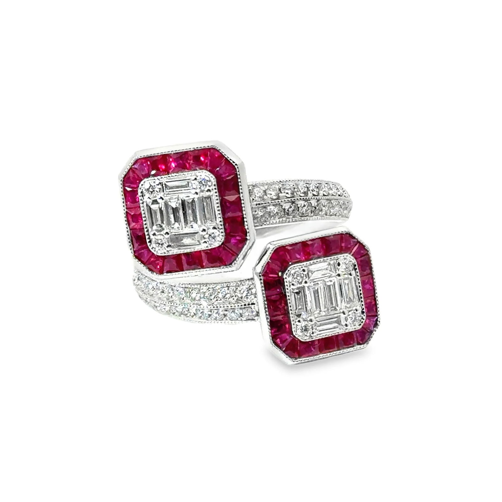 18KT WHITE GOLD RUBY AND DIAMOND RING (1 of 4)