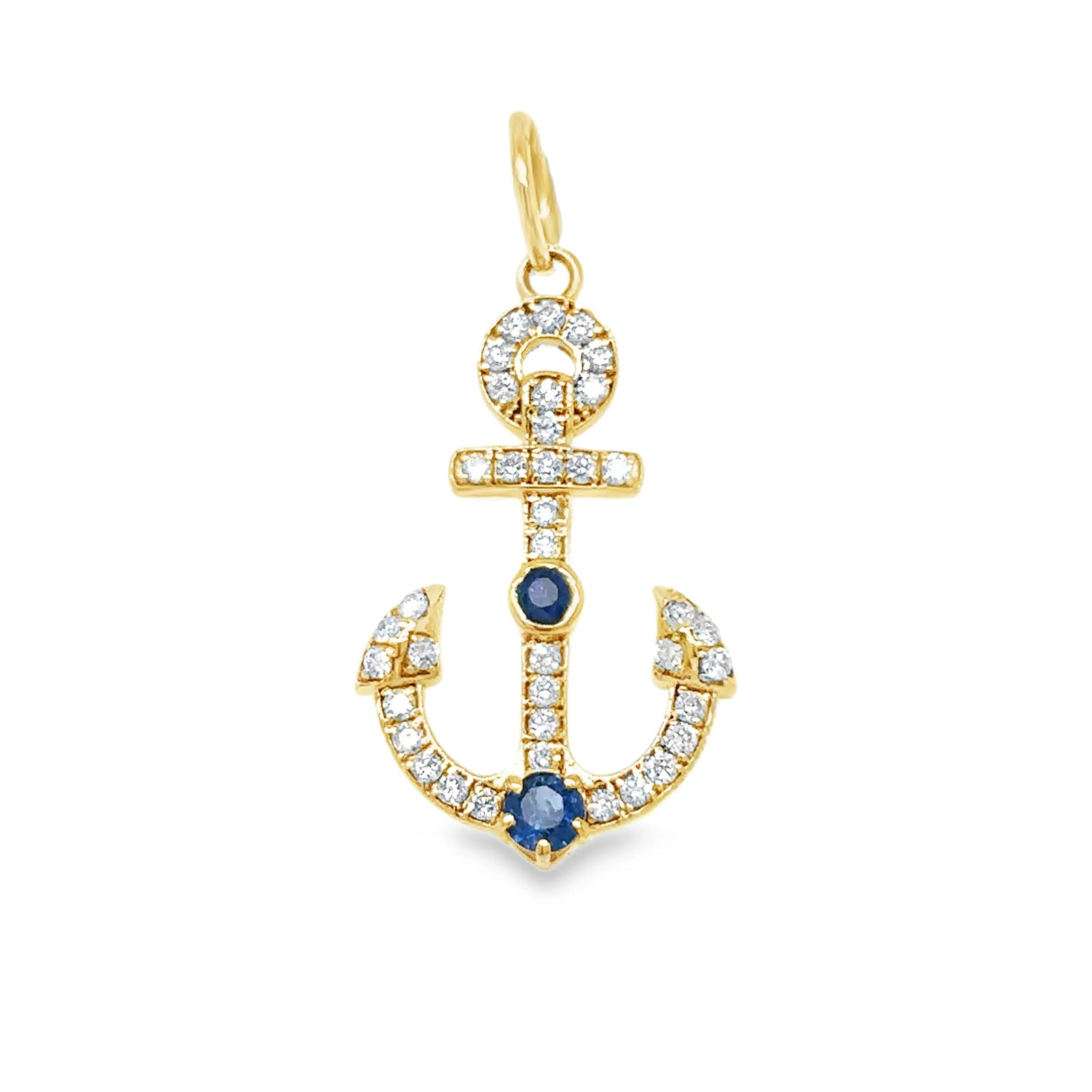 14KT YELLOW GOLD BLUE SAPPHIRE WITH DIAMONDS PENDENT: 14KT YELLOW GOLD BLUE SAPPHIRE WITH DIAMONDS PENDENT14KT. GOLD WT. APPROX. 1.50 GRAMDIAMOND WT. APPROX. 0.33 CARAT/ STONE WT. APPROX. 0.25 CARATSTONE - BLUE SAPPHIRESIZE: 24MM X 15MM