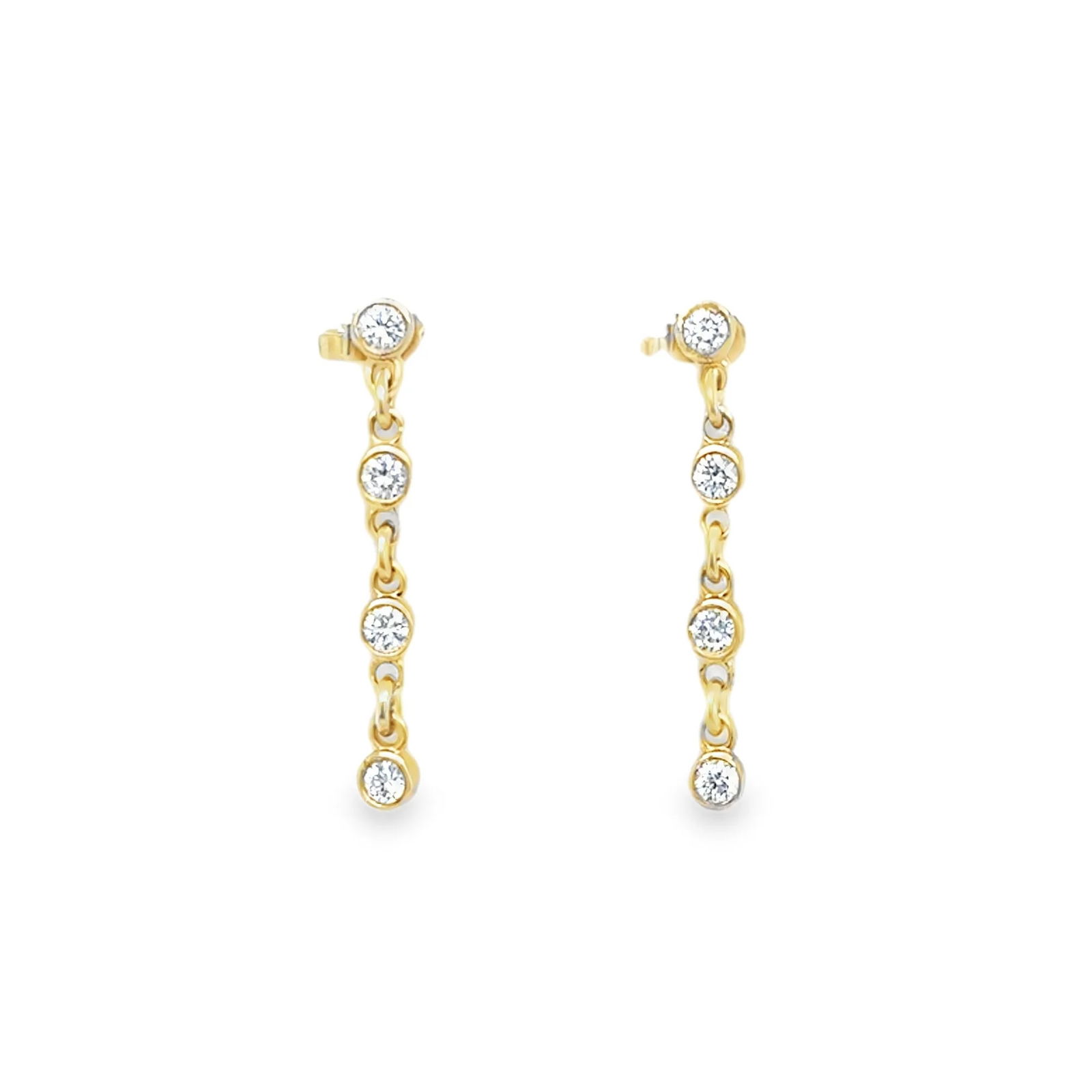 14KT YELLOW GOLD DIAMOND DANGLING EARRING (1 of 1)