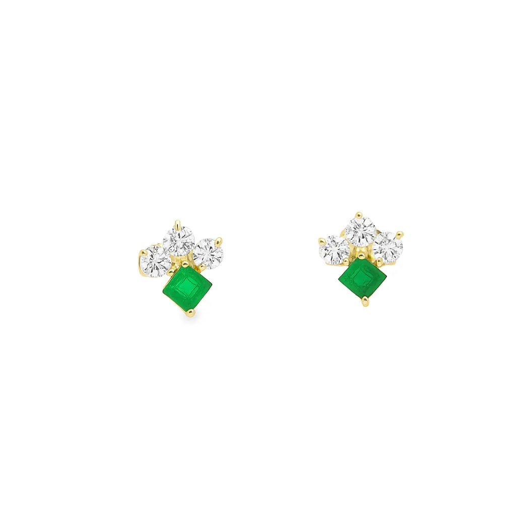 14KT YELLOW GOLD EMERALD AND DIAMONDS EARRING (1 of 1)