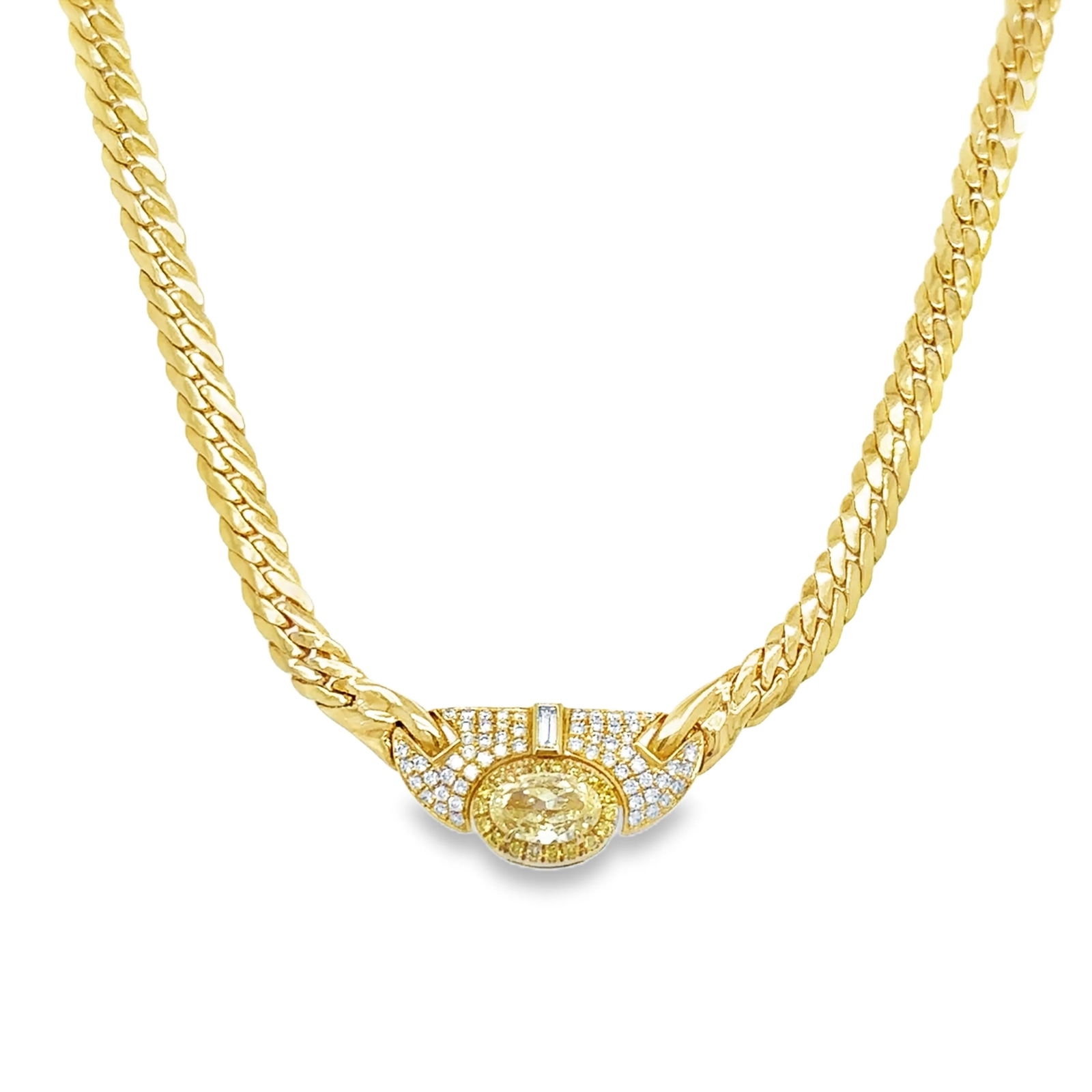 18KT YELLOW GOLD DIAMOND AND YELLOW DIAMOND NECKLACE (1 of 2)