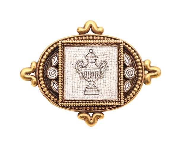 ETRUSCAN REVIVAL 1870 Roman Amphora Micro-Mosaic Brooch In 18Kt Yellow Gold (1 of 6)