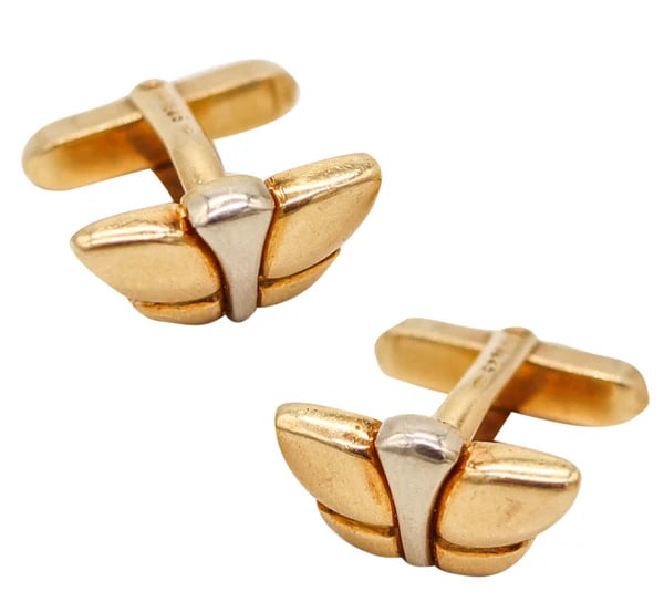 BVLGARI Roma 1990 Classic T-Bars Cufflinks In Two Tones Of Solid 18Kt Gold (1 of 6)