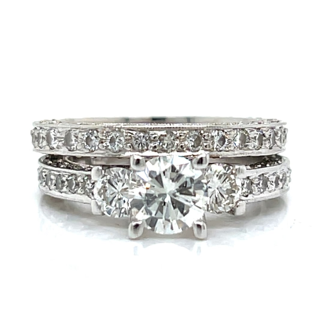 18K White Gold 1.00 Ct. Diamond Ring and Diamond Eternity Band Set (1 of 4)