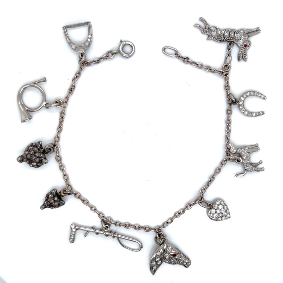 Art Deco Platinum Diamond Charm Bracelet (1 of 2)