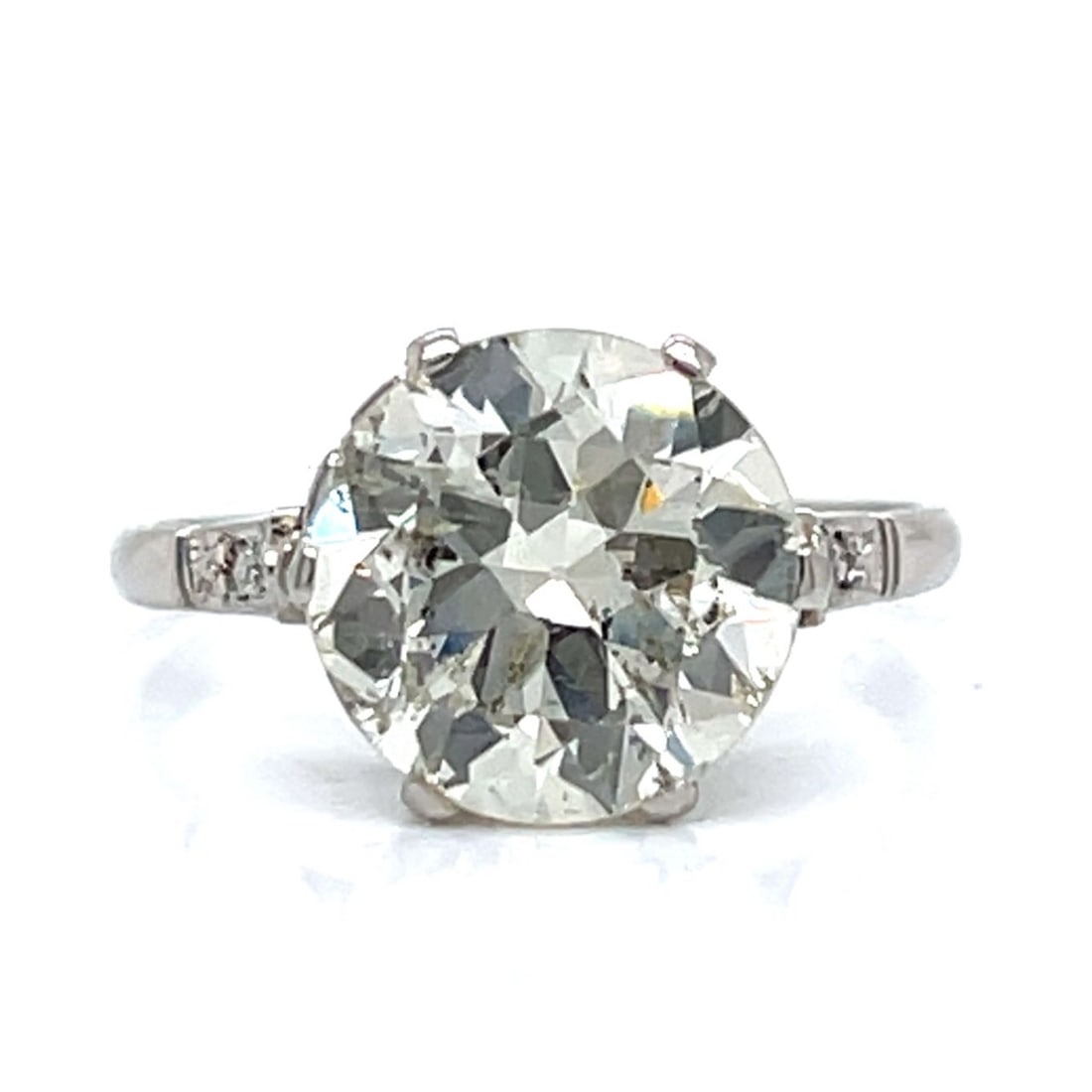 Art Deco Platinum 3.52 Ct. Diamond Ring: Art Deco Platinum 3.52 Ct. Diamond RingWeighing 4.0 gramsSet with a 3.52 Ct. European-cut DiamondL Color, I1 ClarityRing Size 6.5