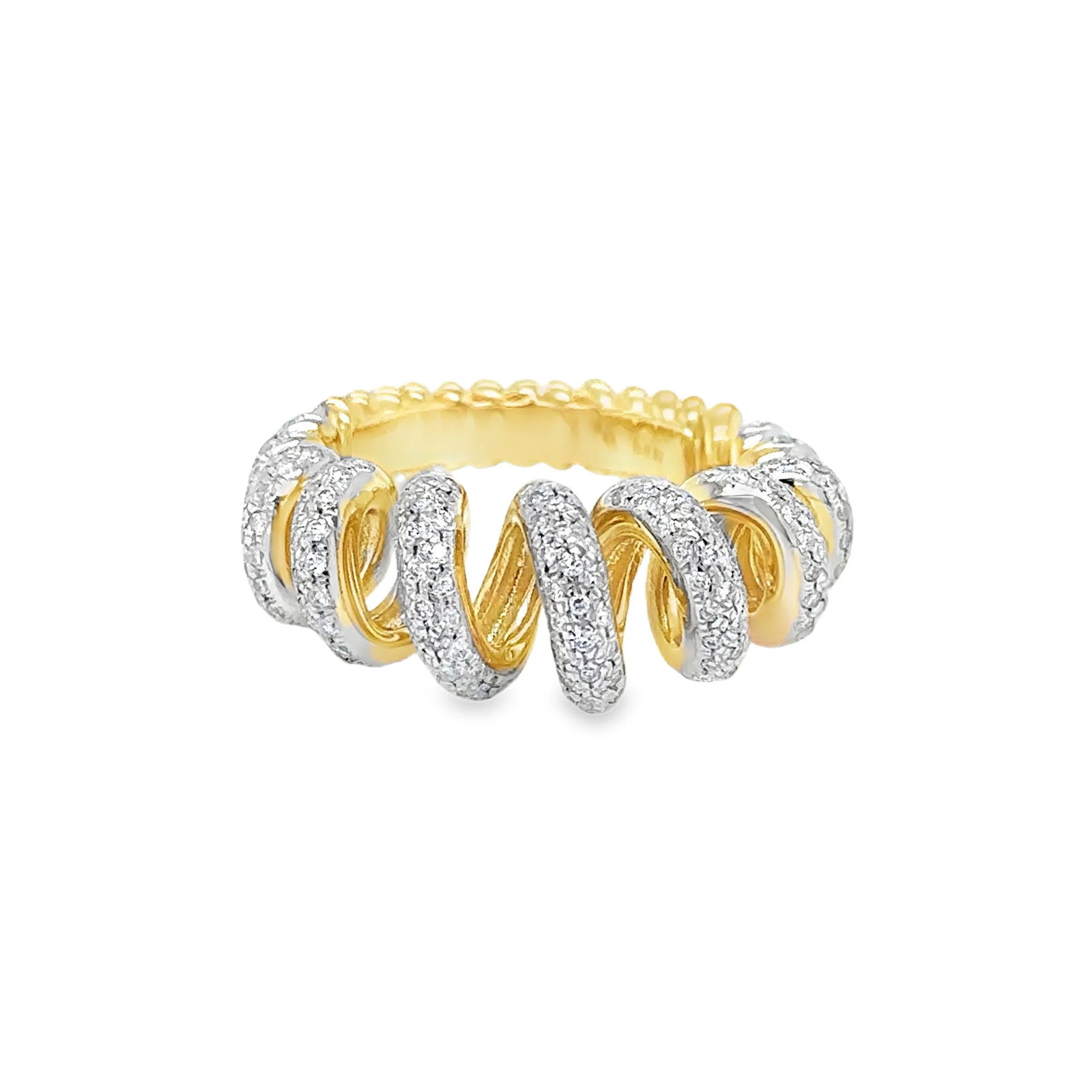 14KT GOLD DIAMOND RING: 14KT YELLOW GOLD DIAMOND RING14KT GOLD WT. APPROX. 9.91 GRAMDIAMOND WT. APPROX. 0.92 CARAT / 211 PCSRING SIZE: 7SIZE APPROX. - 10 MM WIDE