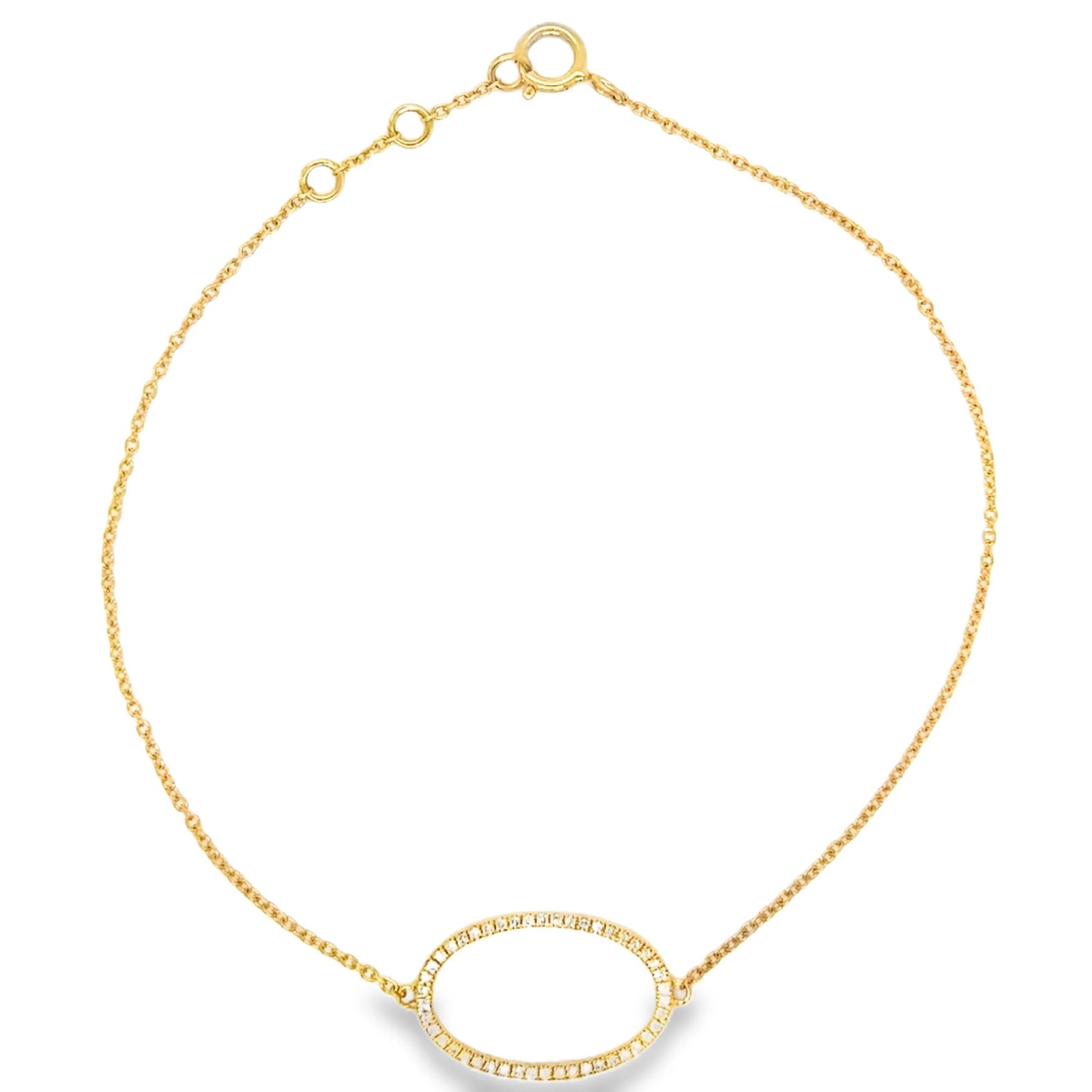 18KT GOLD DIAMOND OPEN OVAL CHAIN BRACELET (1 of 2)