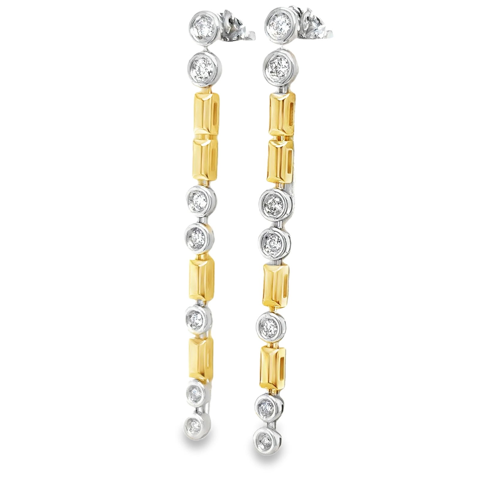 14KT TWO TONE GOLD DIAMOND DANGLING EARRING (1 of 2)