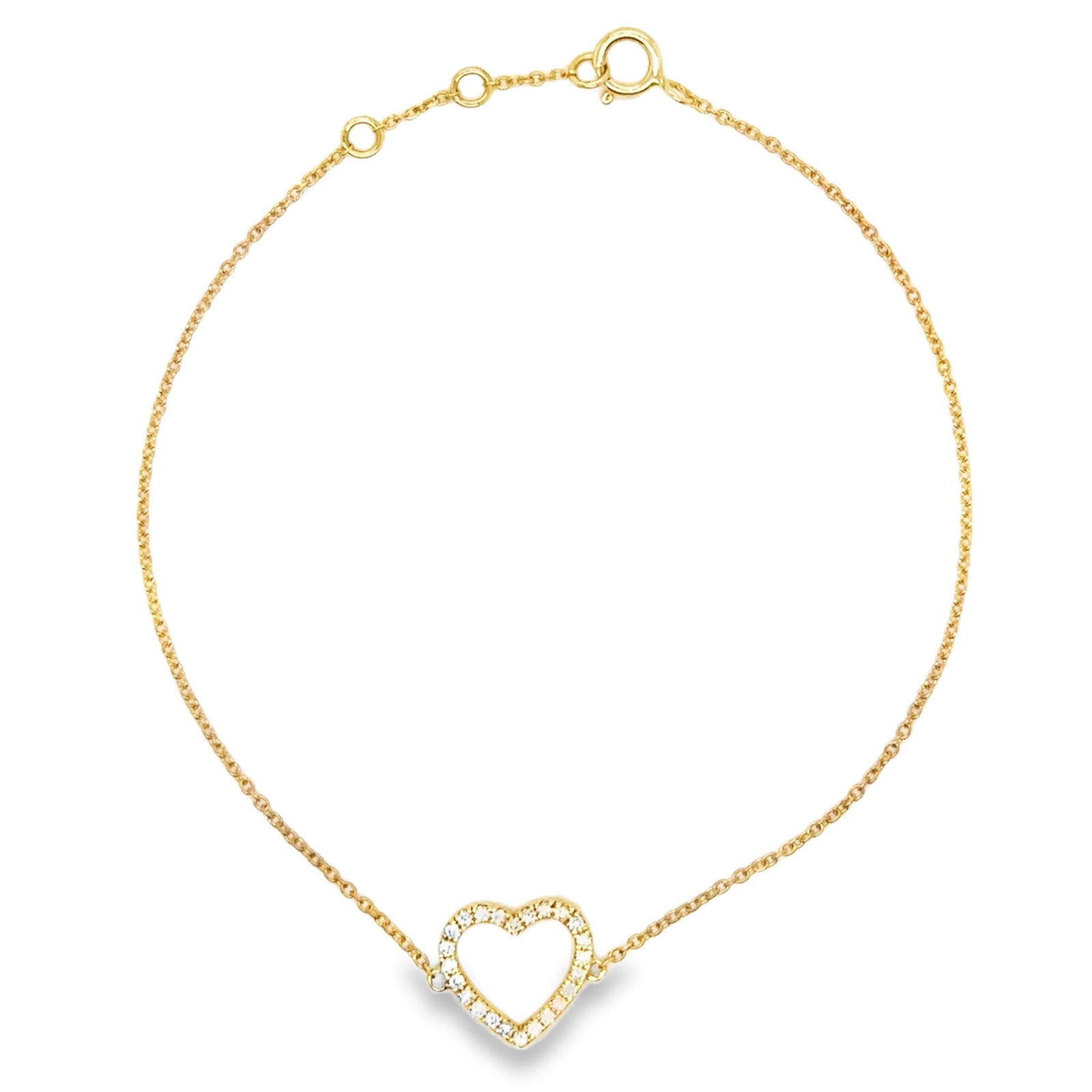 18KT GOLD DIAMOND OPEN HEART CHAIN BRACELET (1 of 2)